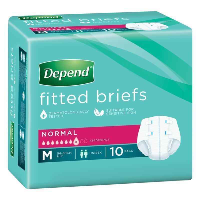 Depend Fitted Briefs Medium 10 Pack
