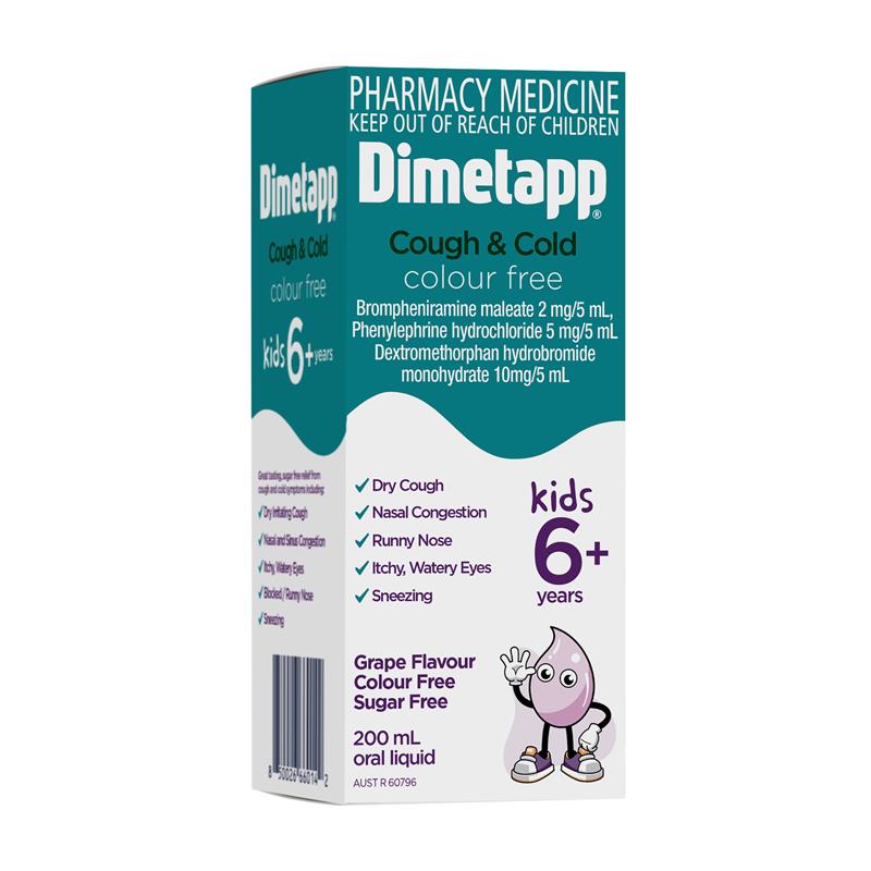 Dimetapp Cough and Cold Colour Free 200mL