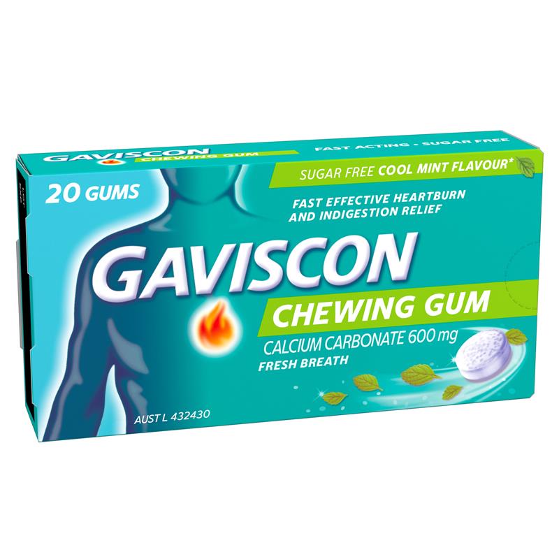 Gaviscon Chewing Gum Cool Mint 20 Gums - GimmeNow