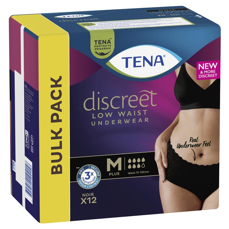 Tena Pants Discreet Black Medium 12 Pack