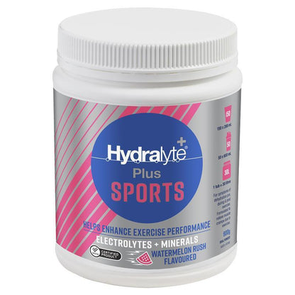 Hydralyte Plus Sports Watermelon Rush Flavoured Powder 900g
