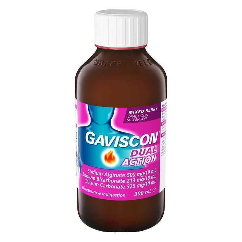 Gaviscon Dual Action Liquid Mixed Berry Flavour Heartburn and Indigestion Relief 300ml