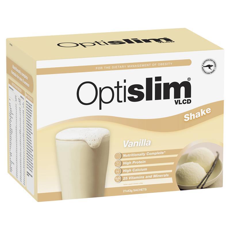 Optislim VLCD Meal Replacement Shake Vanilla 21x43g Sachets - GimmeNow