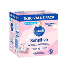 Curash Baby Sensitive Wipes 6 x 80 Value Pack