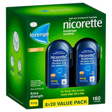 Nicorette Quit Smoking Extra Strength Nicotine Lozenge Fruitdrops 8 x 20 Pack