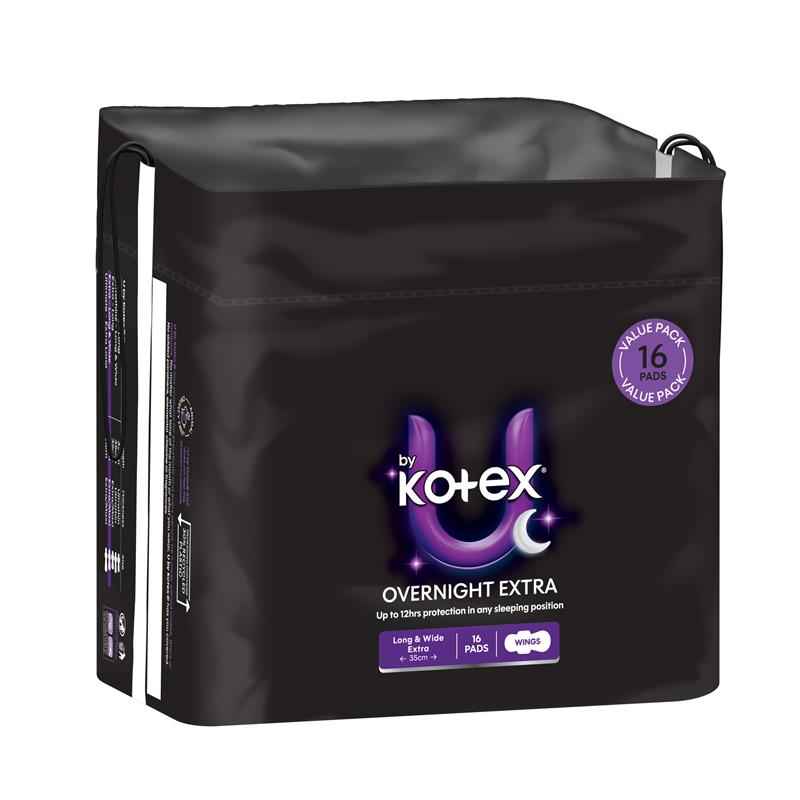 U by Kotex Extra Overnight Long 16 Pack