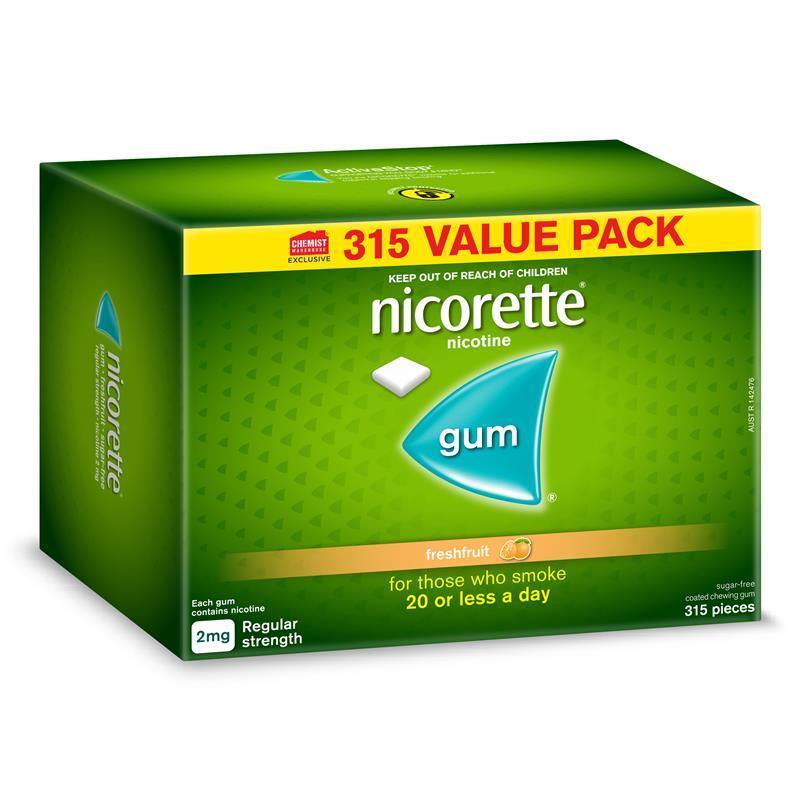 Nicorette Gum 2mg Fresh Fruit 315 Pieces Exclusive Size