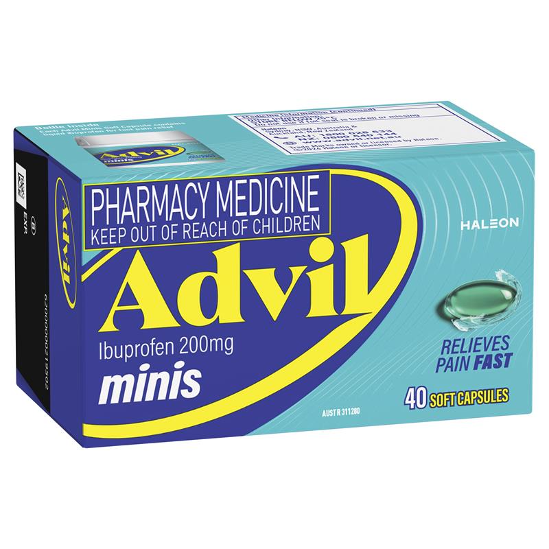 Advil Ibuprofen Pain Relief Liquid Mini 40 Capsules