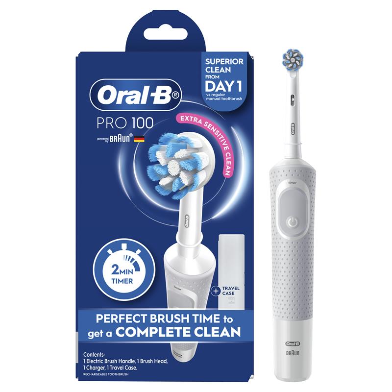 Oral B Pro 100 Gum Care Power Toothbrush White - GimmeNow