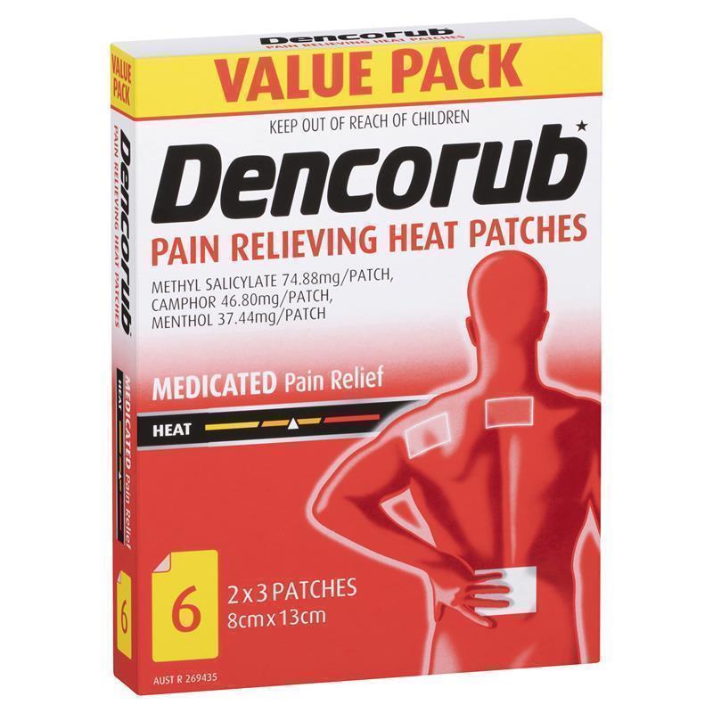 Dencorub Pain Relieving Heat Patches Value 6 Pack - GimmeNow
