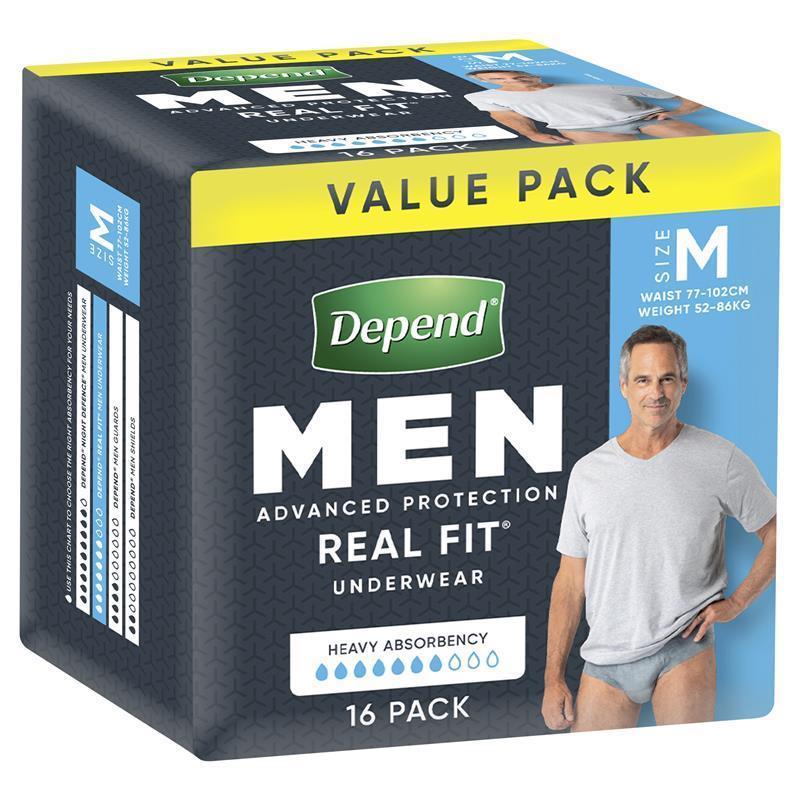 Depend Men Real Fit Underwear Medium 16 Bulk Pack