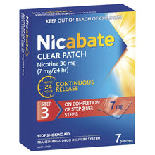 Nicabate Clear Patch Quit Smoking Step 3 7mg 7 Patches