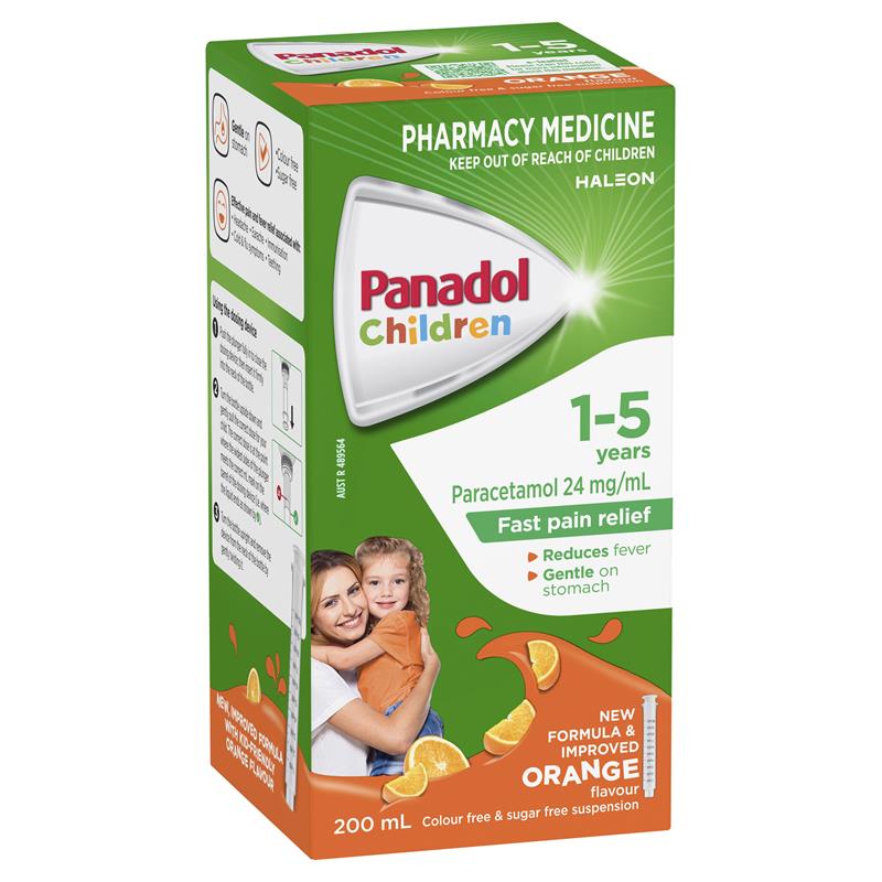 Panadol Children 1-5 Years Suspension Fever & Pain Relief Orange Flavour 200ml
