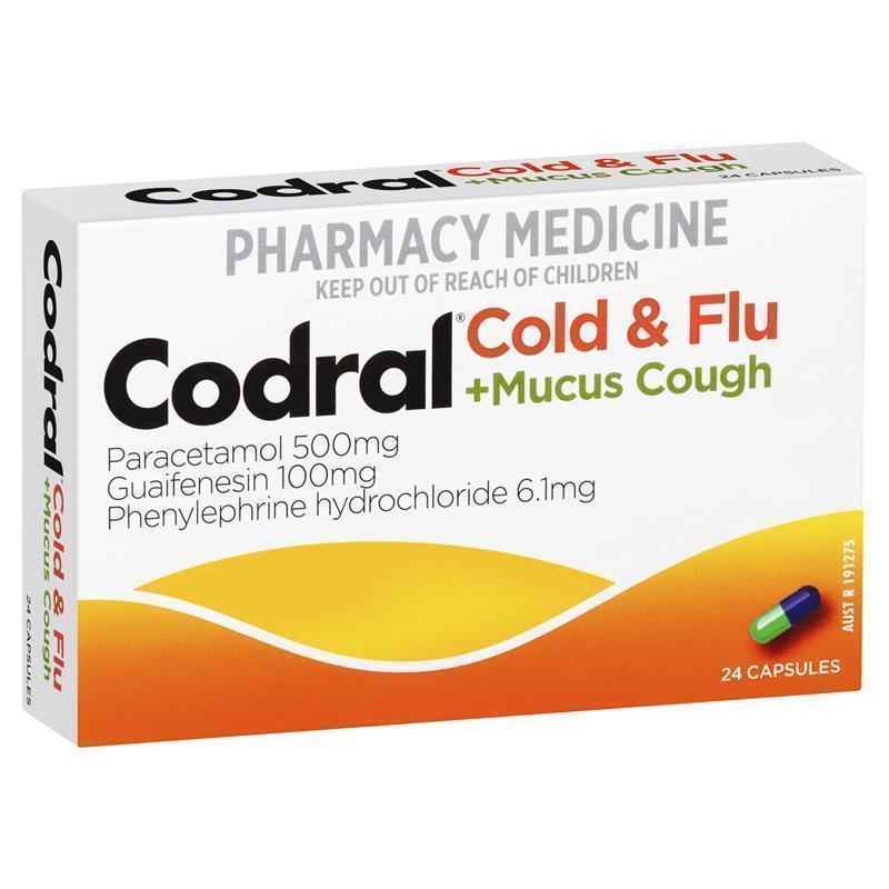 Codral Cold & Flu + Mucus Cough 24 Capsules