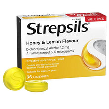 Strepsils Throat Lozenges Soothing Honey & Lemon 36 Pack