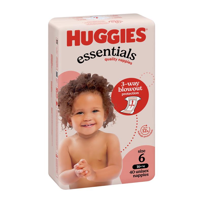 Huggies Essentials Size 6 16kg & Over 40 Nappies