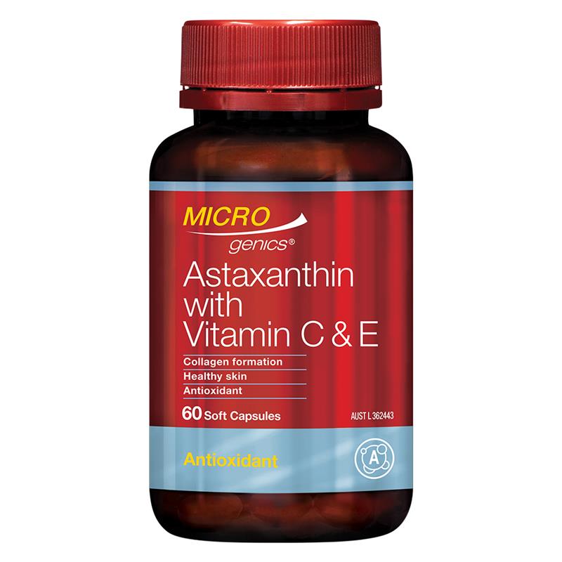 Microgenics Astaxanthin High Strength With Vitamin C & E 60 Capsules
