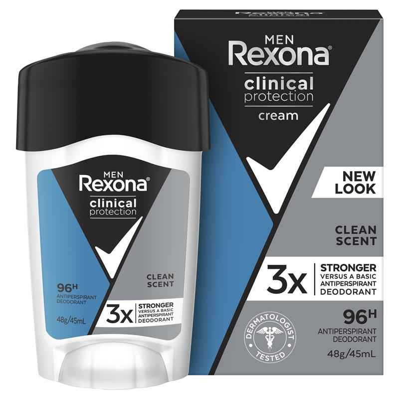 Rexona Men Clinical Protection Antiperspirant Cream Stick Clean Scent 45ml