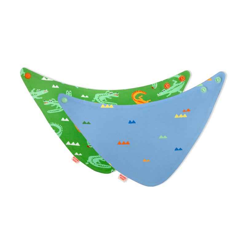 Bambi Mini Co. Dribblebib Boys Crocodile Rock and Triangles Reverse Bibs 2 Pack