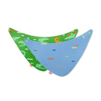 Bambi Mini Co. Dribblebib Boys Crocodile Rock and Triangles Reverse Bibs 2 Pack