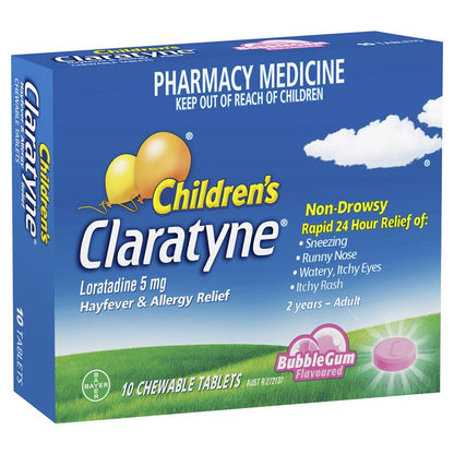 Claratyne Children’s Hayfever & Allergy Relief Bubblegum 10 Chewable Tablets