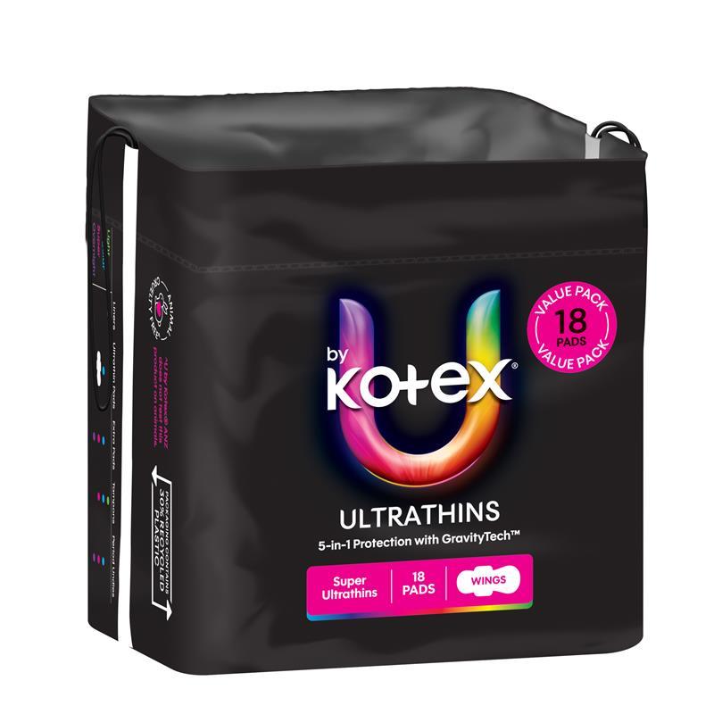 U by Kotex Ultrathin Pads Super with Wings 18 Pack