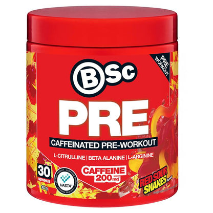 BSc PRE Caffeinated Pre-Workout Red Sour Snakes 300g