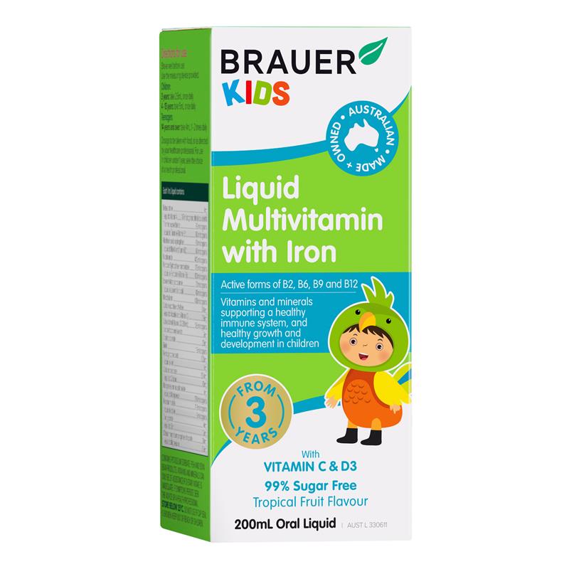 Brauer Kids Liquid Multivitamin with Iron 200ml