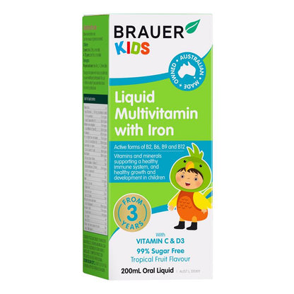 Brauer Kids Liquid Multivitamin with Iron 200ml