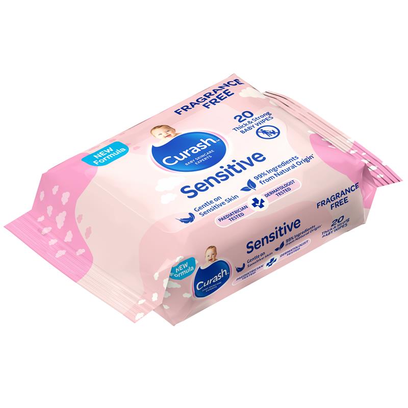 Curash Baby Sensitive Travel Wipes 20 Pack