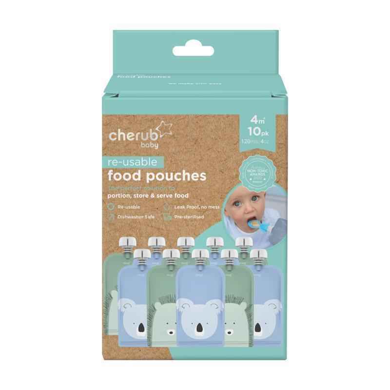 On The Go Food Pouch Cerulean & Sage 120ml Animal Print 10 Pack