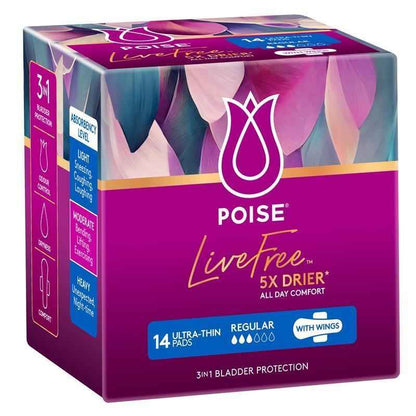 Poise Livefree Pad Regular Wing 14 Pack
