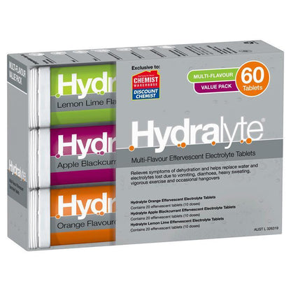 Hydralyte Electrolyte Effervescent Multi-Flavour 60 Tablets Exclusive Size - GimmeNow