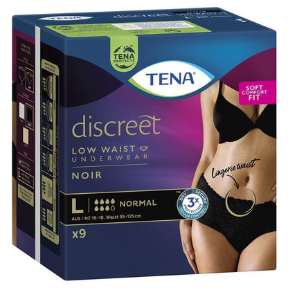 Tena Pant Womens Discreet Black Large 9 Pack - GimmeNow