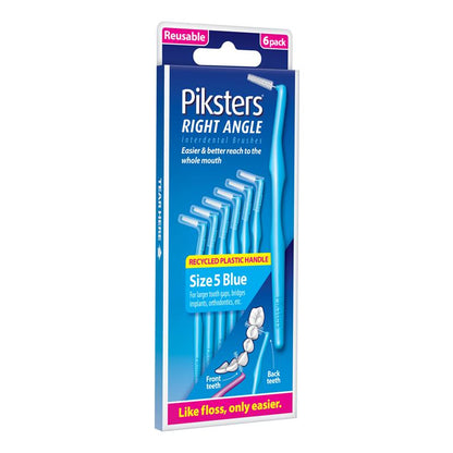 Piksters Interdental Brushes Right Angle Size 5 Blue 6 Pack