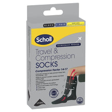 Scholl Travel and Compression Socks Black Cotton Large - GimmeNow