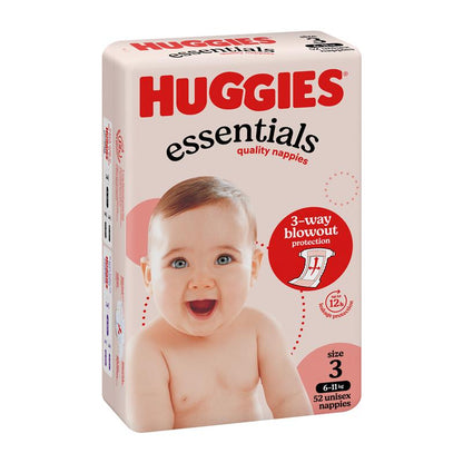 Huggies Essentials Nappies Size 3 (6-11kg) 52 Pack