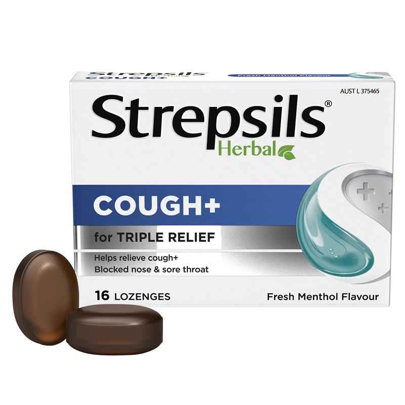 Strepsils Herbal Cough Lozenges Fresh Menthol 16 Pack