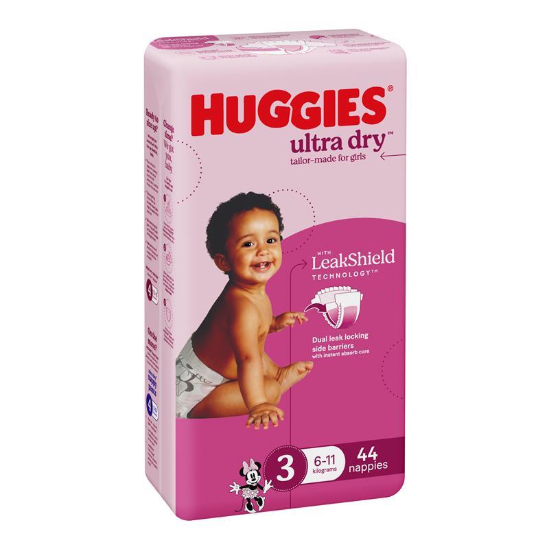 Huggies Ultra Dry Nappies Girls Size 3 (6-11kg) 44 Pack