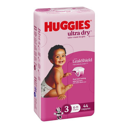 Huggies Ultra Dry Nappies Girls Size 3 (6-11kg) 44 Pack