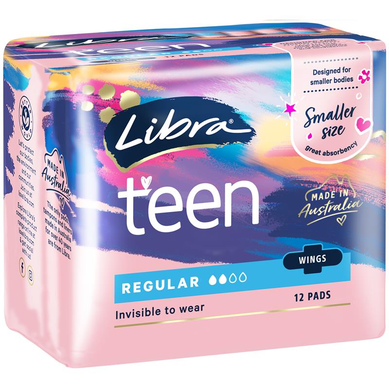 Libra Girl Pads Regular Wing 12 Pack