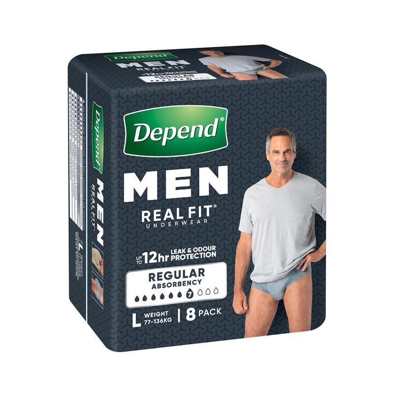 Depend Real Fit for Men Incontinence Underwear Large 8 Pack