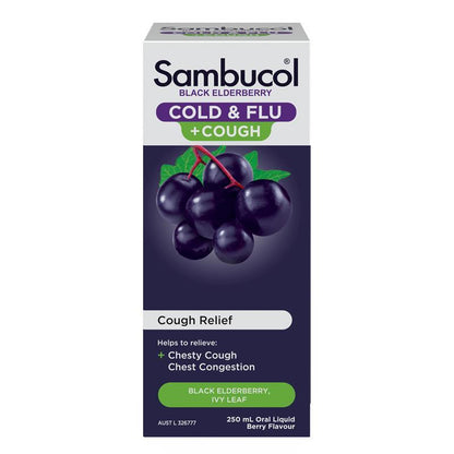 Sambucol Cold & Flu + Cough Liquid 250ml