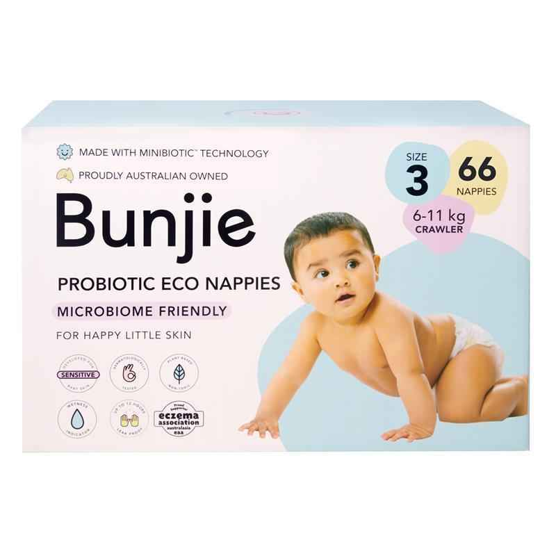 Bunjie Nappies Jumbo Size 3 Crawler 66 Pack