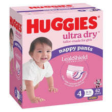 Huggies Ultra Dry Nappy Pants Girls Size 4 (9-14kg) 62 Pack