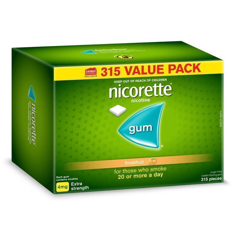 Nicorette Gum 4mg Fresh Fruit 315 Pieces Exclusive Size