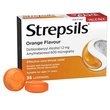 Strepsils Soothing Lozenges Orange 36pk Sore Throat Double Antibacterial