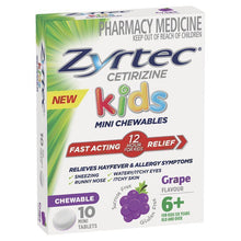 Zyrtec Kids Antihistamine Allergy & Hayfever Chewable Tablet Grape 10 Pack - GimmeNow