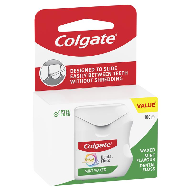 Colgate Dental Floss Total Mint Waxed 100m