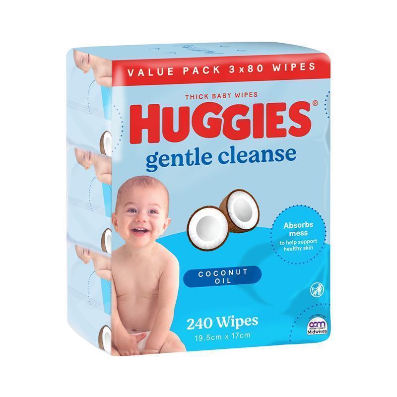 Huggies Gentle Cleanse Baby Wipes Coconut Oil 240 Pack